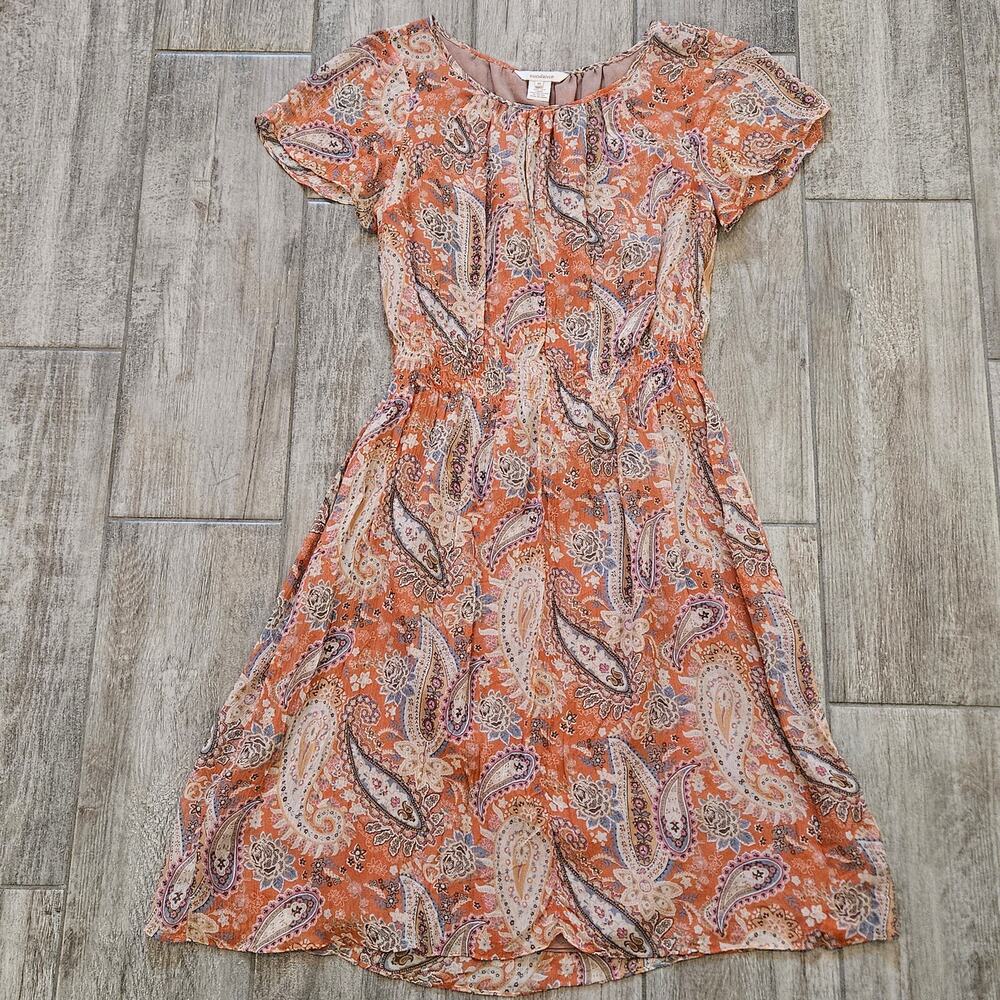 Sundance Paisley Dress Womens Size 10 100%‎ Silk Boho Vintage Inspired Earthy